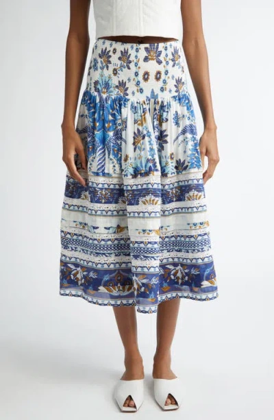 Farm Rio Ana Tapestry Mixed Print Cotton Blend Skirt In Ana Tapestry Off-white