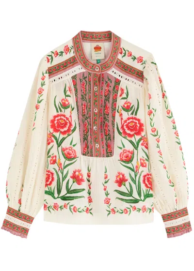 FARM RIO FARM RIO ANIKA FLORAL-PRINT COTTON-BLEND BLOUSE