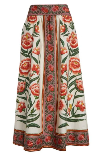FARM RIO FARM RIO ANIKA PLACED FLORAL PRINT COTTON SKIRT