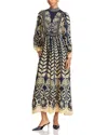 Farm Rio Ainika Gathered Printed Satin Maxi Dress In Ainika Tropical