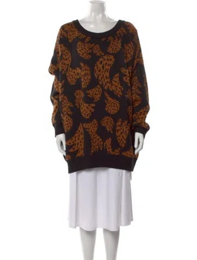 Pre-owned Farm Rio Animal Print Crew Neck Sweater In Multi