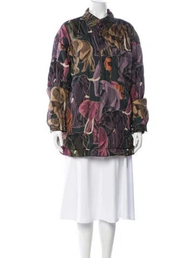 Pre-owned Farm Rio Animal Print Jacket In Purple