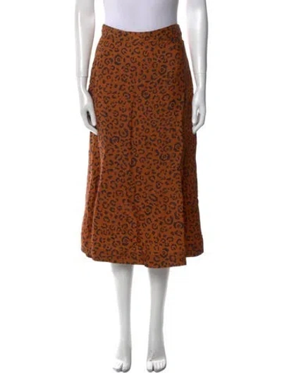 Pre-owned Farm Rio Animal Print Knee-length Skirt In Brown