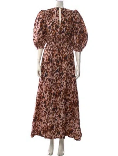 Pre-owned Farm Rio Animal Print Long Dress In Multi