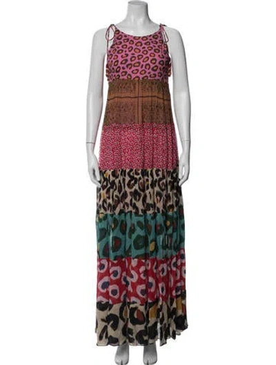 Pre-owned Farm Rio Animal Print Long Dress In Multi