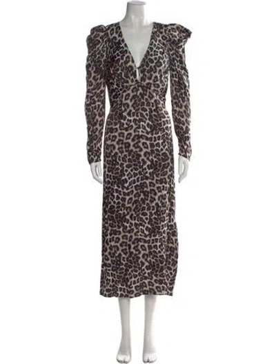 Pre-owned Farm Rio Animal Print Long Dress In Neutral