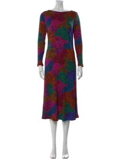 Pre-owned Farm Rio Animal Print Long Dress In Pink