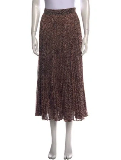 Pre-owned Farm Rio Animal Print Long Skirt In Brown