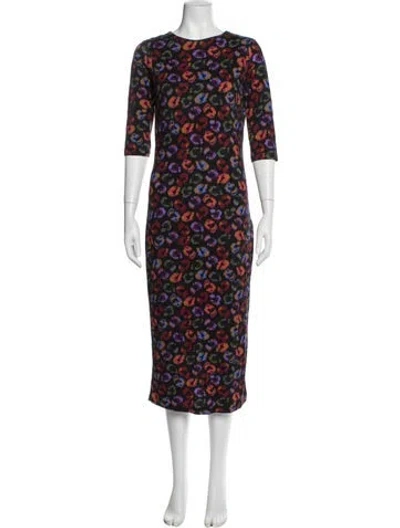 Pre-owned Farm Rio Animal Print Midi Length Dress In Multi