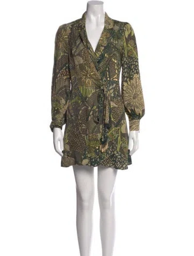 Pre-owned Farm Rio Animal Print Mini Dress In Green