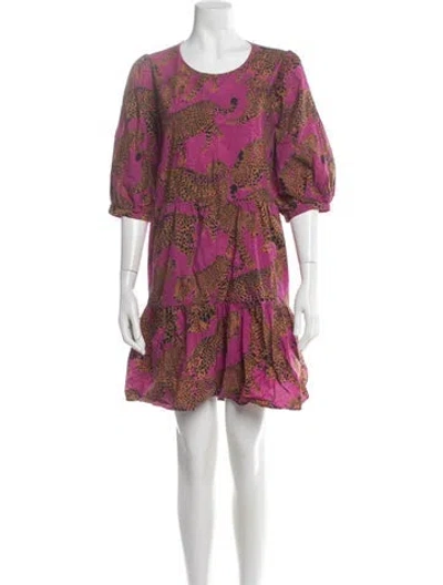 Pre-owned Farm Rio Animal Print Mini Dress In Pink