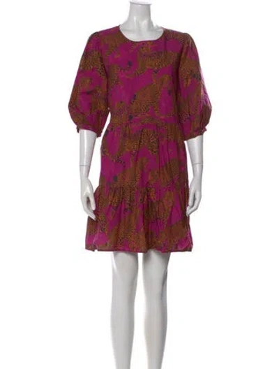Pre-owned Farm Rio Animal Print Mini Dress In Purple