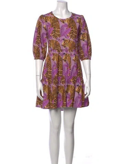 Pre-owned Farm Rio Animal Print Mini Dress In Purple