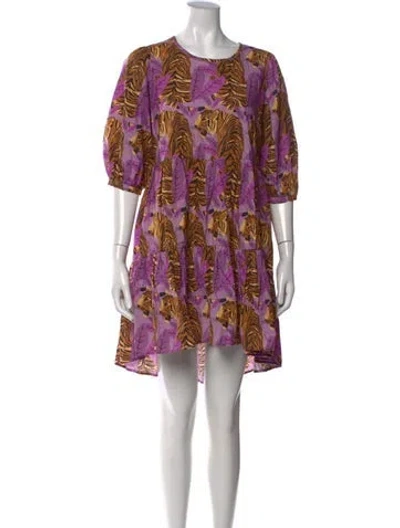 Pre-owned Farm Rio Animal Print Mini Dress In Purple