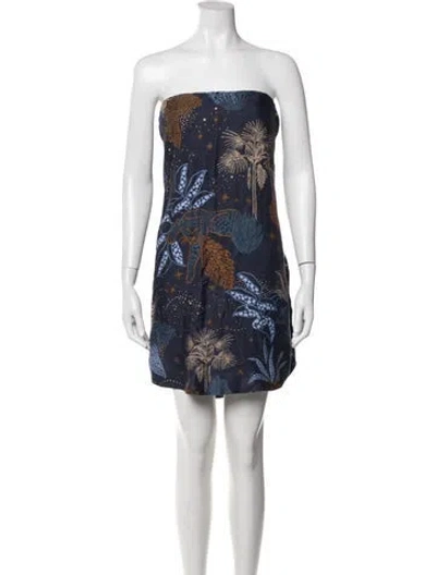 Pre-owned Farm Rio Animal Print Mini Dress W/ Tags In Blue