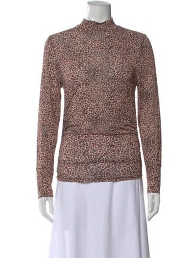 Pre-owned Farm Rio Animal Print Mock Neck Top In Multi