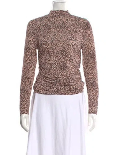 Pre-owned Farm Rio Animal Print Mock Neck Top W/ Tags In Multi