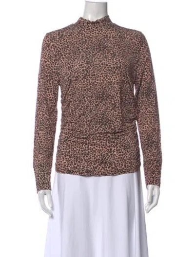 Pre-owned Farm Rio Animal Print Mock Neck Top W/ Tags In Multicolor