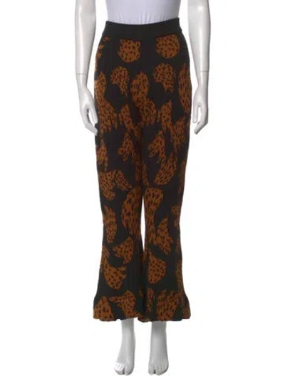 Pre-owned Farm Rio Animal Print Wide Leg Pants In Multi