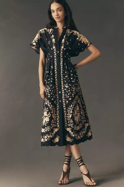 Farm Rio Anthropologie X Midi Dress In Black | ModeSens
