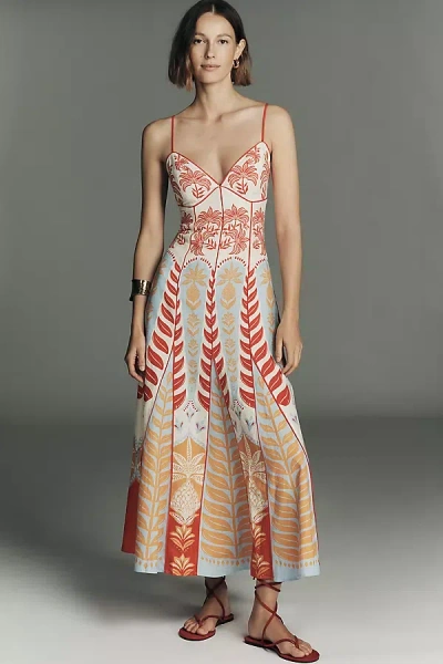 Farm Rio Anthropologie X  Sleeveless V-neck A-line Maxi Dress In Multi