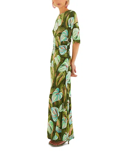 Farm Rio Anturium Leaves Maxi Dress In Green