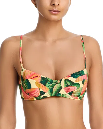 Farm Rio Anturium Underwire Bikini Top In Green