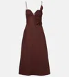 Farm Rio Appliqué Linen Midi Dress In Brown