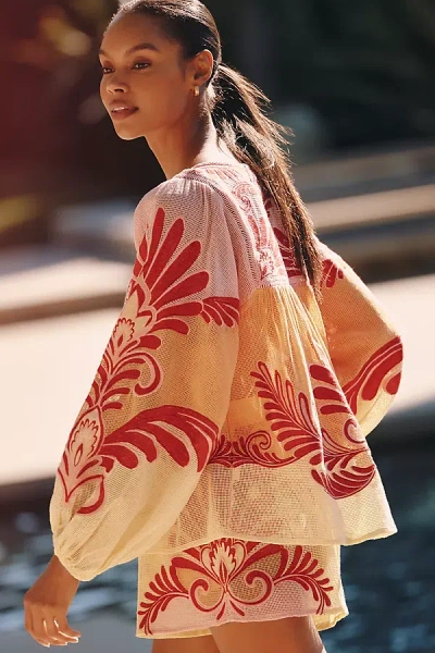 Farm Rio Arabesc Balloon Sleeve Blouse In Multi