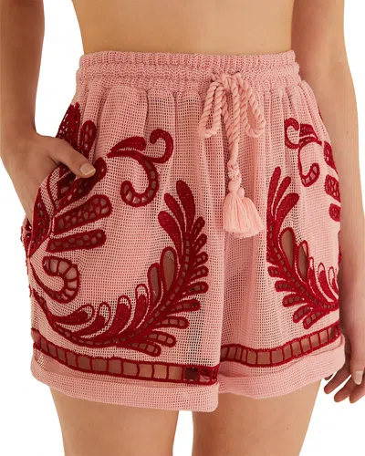 Farm Rio Arabesc Shorts Swim Cover-up In Pink