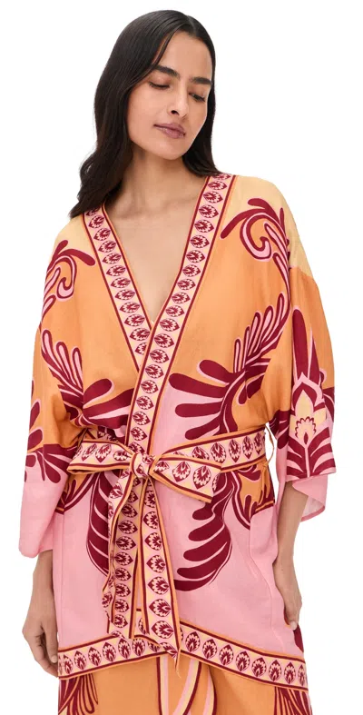 Farm Rio Arabesc Soft Yellow Kimono Arabesc Soft Yellow In Multi