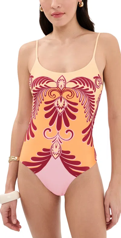 Farm Rio Arabesc Soft Yellow One Piece Arabesc Soft Yellow In Brown