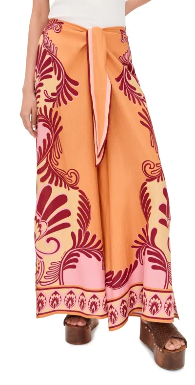 Farm Rio Arabesc Soft Yellow Pants Arabesc Soft Yellow In Orange