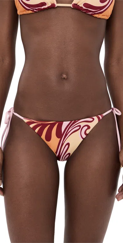 Farm Rio Arabesc Soft Yellow Tie Side Bikini Bottoms Arabesc Soft Yellow In Multi