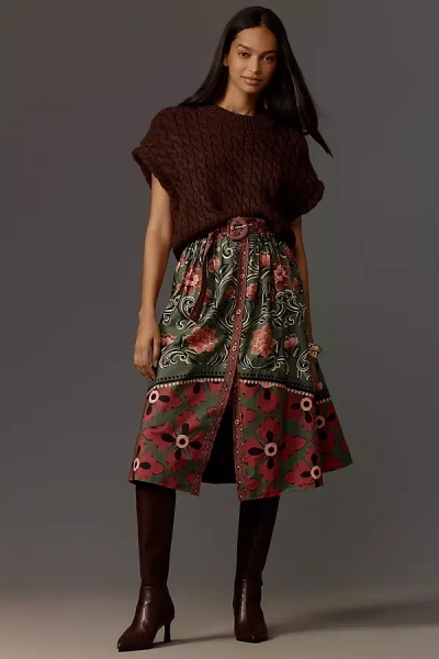 Farm Rio Arabesque Buttons Midi Skirt In Multicolor | ModeSens