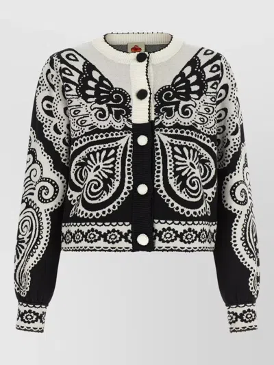 Farm Rio Arabesque Fitted Jacket In Black