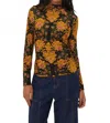 Farm Rio Arabesque Floral Jersey Top In Black In Brown