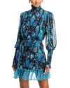 Farm Rio Arabesque Floral Pleated Dress In Arabesque Floral Blue