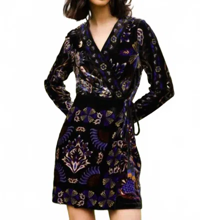 Farm Rio Arabesque Mix Scarves Wrap Mini Dress In Black In Multi