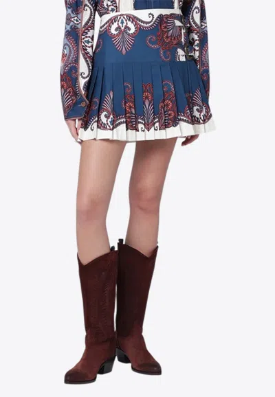 FARM RIO ARABESQUE SCARF PLEATED MINI SKIRT