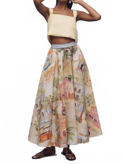Farm Rio Aracati Multicolor Midi Skirt In Multi Color