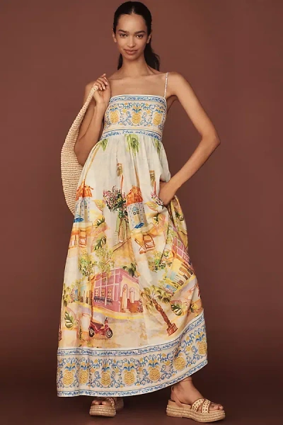 Farm Rio Aracati Printed Maxi Dress In Neutral