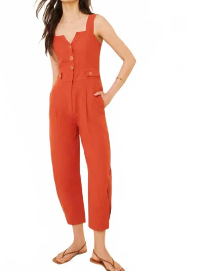 Farm Rio Asymmetric Neck Jumpsuit In Orange