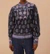 Farm Rio Ayla Long Sleeve Blouse In Ayla Blue In Multi