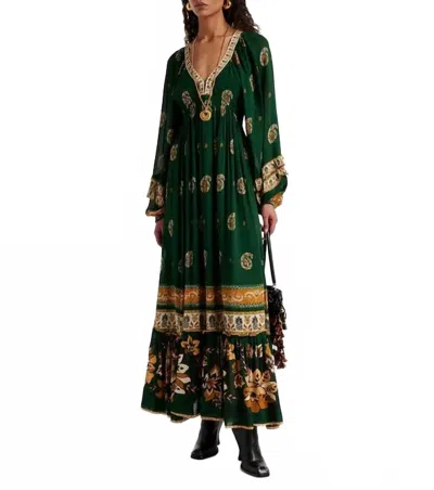 Farm Rio Ayla Green Maxi Dress With All-over Floral Motif In Viscose Woman