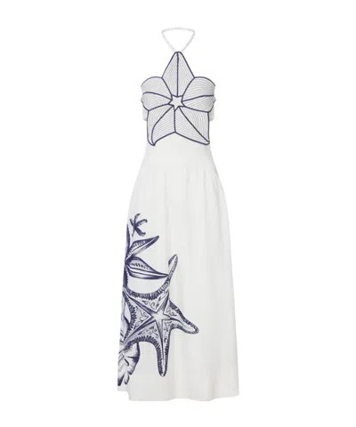 Farm Rio Coast Stars Maxi Dress Coast Stars Off-white In Multi