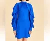 Farm Rio Backless Ruffledsleeve Mini Dress In Bright Blue In Multi