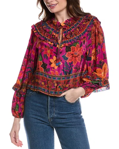 Farm Rio Balloon Sleeve Blouse In Multi