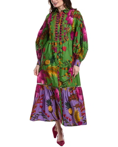 Farm Rio Balloon Sleeve Maxi Dress In Green