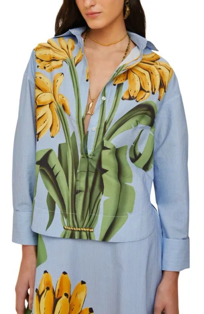 Farm Rio Banana Cocina Striped Button-up Shirt